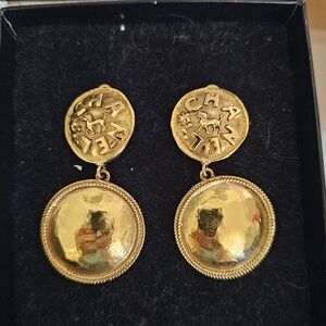 CHANEL Gold Medallion Earrings
